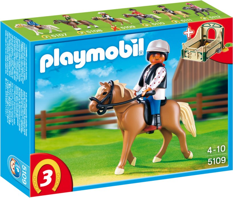 Haflinger Horse with Rider and Stable – box_front