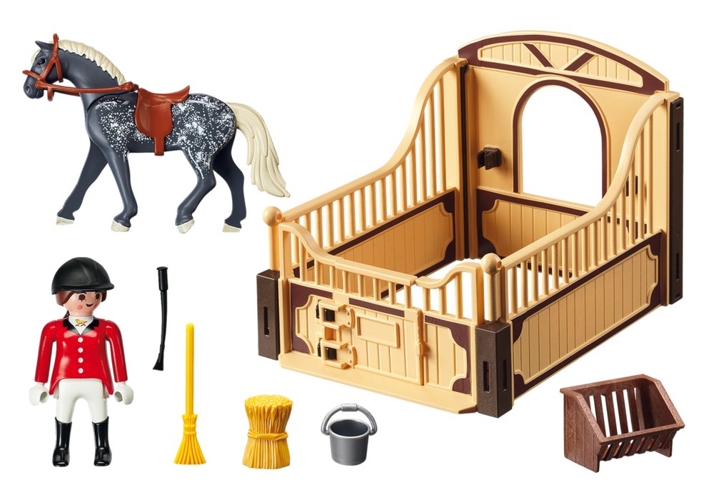Trakehner Horse with Equestrienne and Stable – box_back