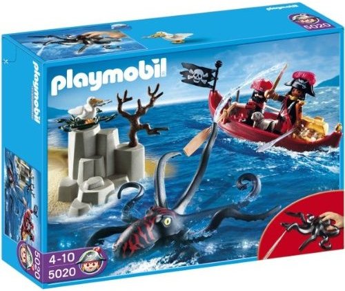 Giant Octopus with Pirate Raft and Island