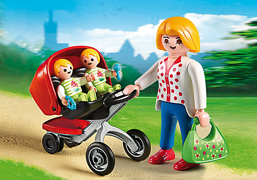 Mother with Twin Stroller