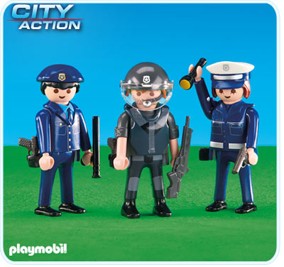 3 Polizisten, blau