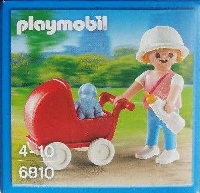 Girl with Pram, Doll and Feeding Bottle