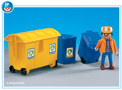 Sanitation worker with 3 dustbins